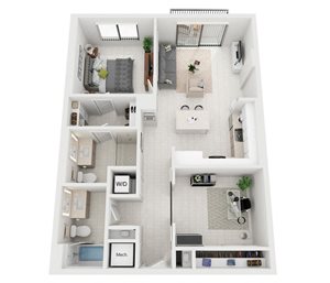 1 BR x 1 BA with den